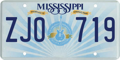 MS license plate ZJO719