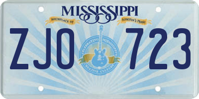 MS license plate ZJO723