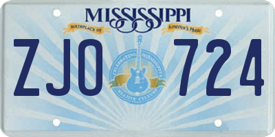 MS license plate ZJO724