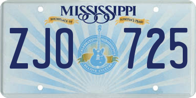 MS license plate ZJO725