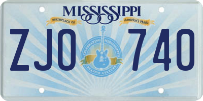 MS license plate ZJO740