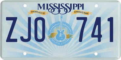 MS license plate ZJO741