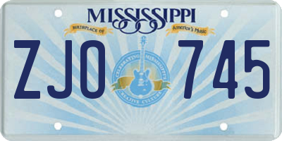 MS license plate ZJO745