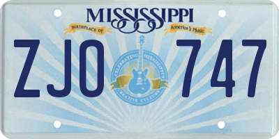 MS license plate ZJO747