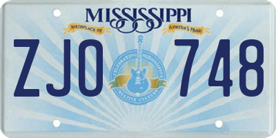 MS license plate ZJO748