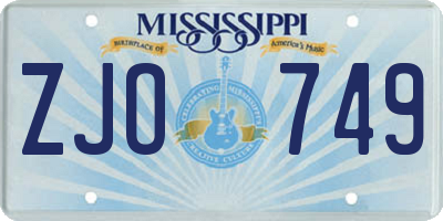 MS license plate ZJO749