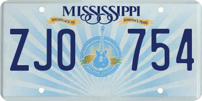 MS license plate ZJO754