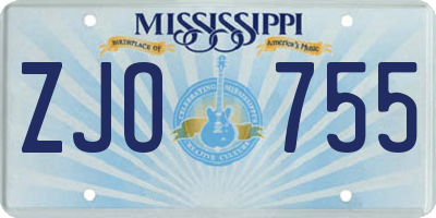 MS license plate ZJO755