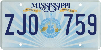 MS license plate ZJO759