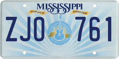 MS license plate ZJO761
