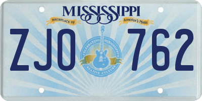 MS license plate ZJO762