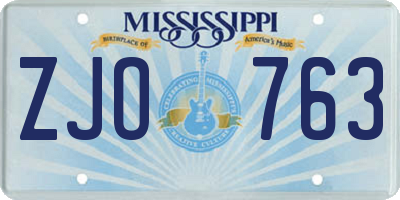 MS license plate ZJO763