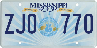 MS license plate ZJO770