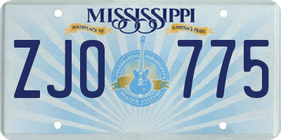MS license plate ZJO775