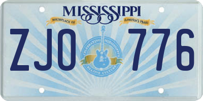 MS license plate ZJO776