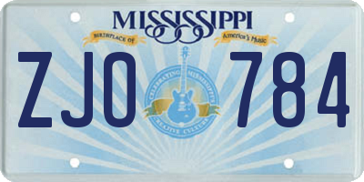 MS license plate ZJO784