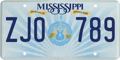 MS license plate ZJO789