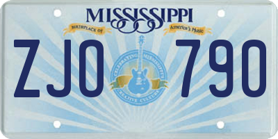 MS license plate ZJO790