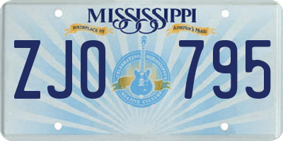 MS license plate ZJO795