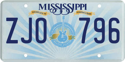 MS license plate ZJO796