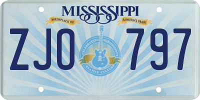 MS license plate ZJO797