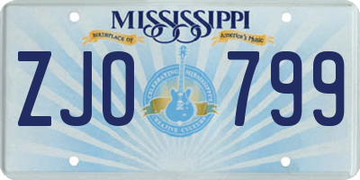 MS license plate ZJO799