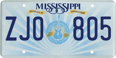 MS license plate ZJO805