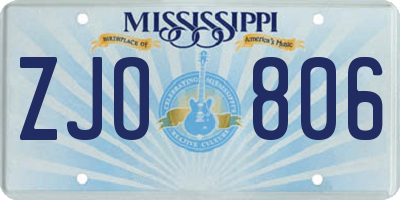 MS license plate ZJO806