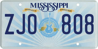 MS license plate ZJO808