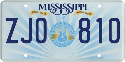 MS license plate ZJO810