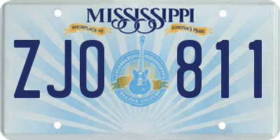 MS license plate ZJO811