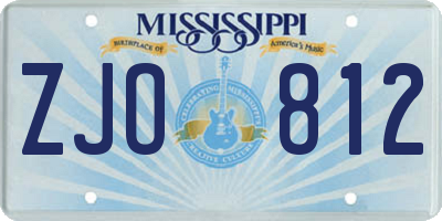MS license plate ZJO812