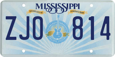 MS license plate ZJO814
