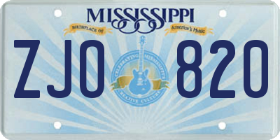 MS license plate ZJO820