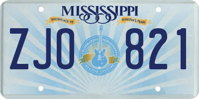 MS license plate ZJO821