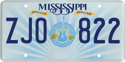 MS license plate ZJO822