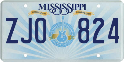 MS license plate ZJO824