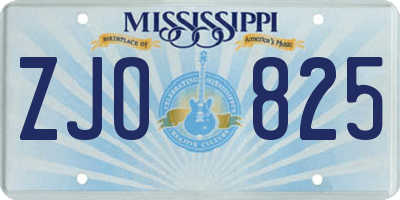 MS license plate ZJO825