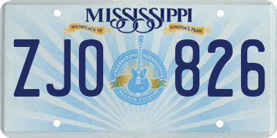 MS license plate ZJO826