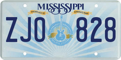 MS license plate ZJO828