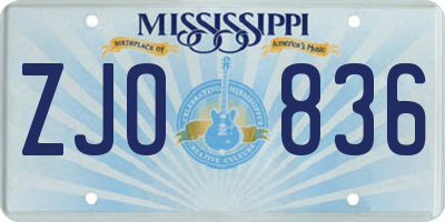 MS license plate ZJO836