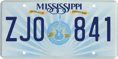MS license plate ZJO841
