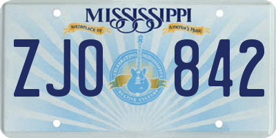 MS license plate ZJO842
