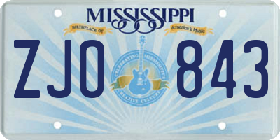 MS license plate ZJO843