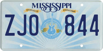 MS license plate ZJO844