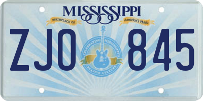 MS license plate ZJO845