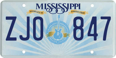 MS license plate ZJO847