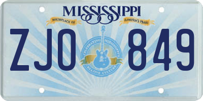 MS license plate ZJO849