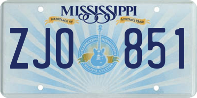MS license plate ZJO851