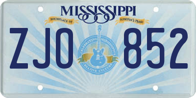 MS license plate ZJO852